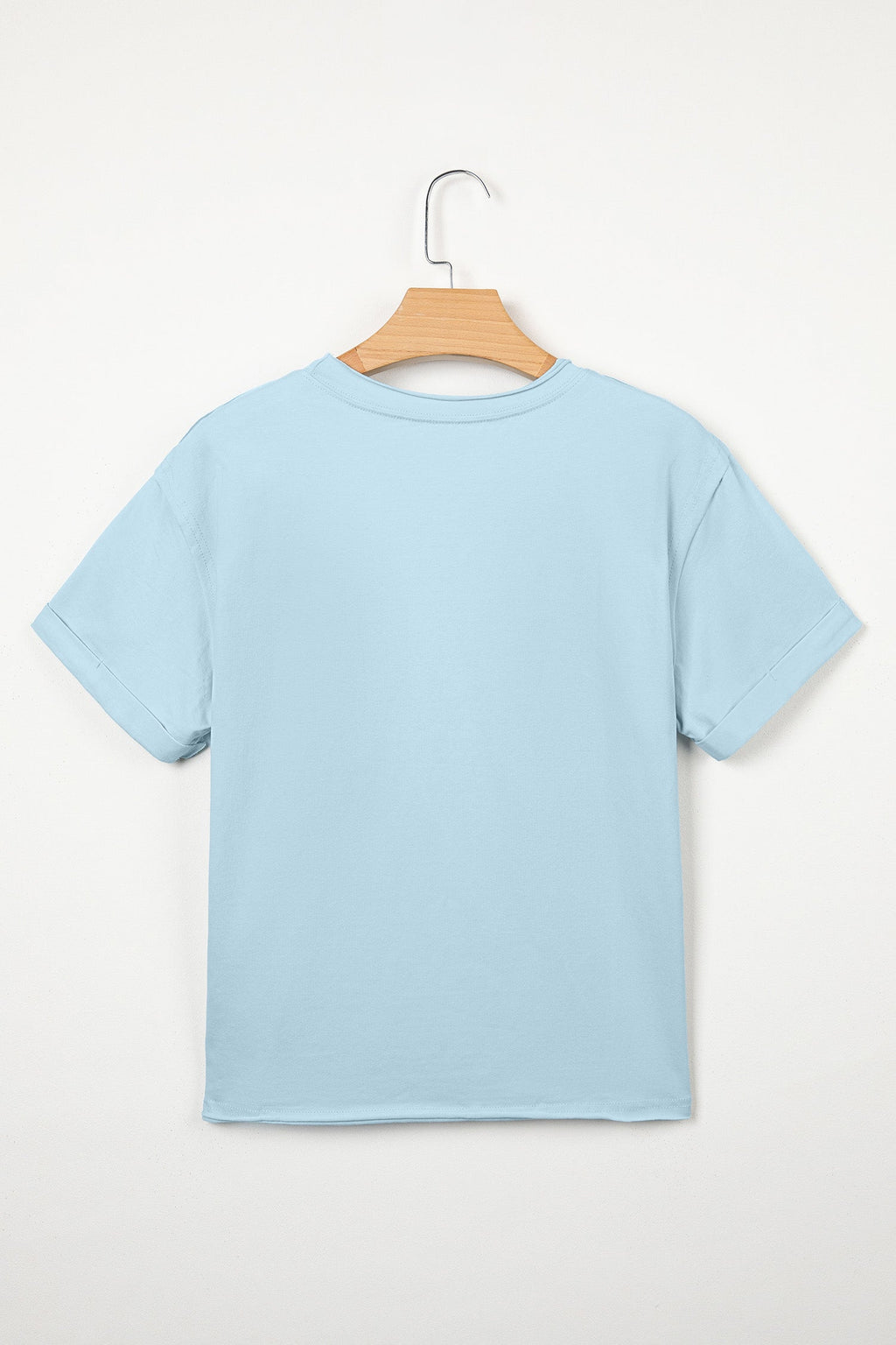Myosotis Solid Color Round Neck Casual T Shirt