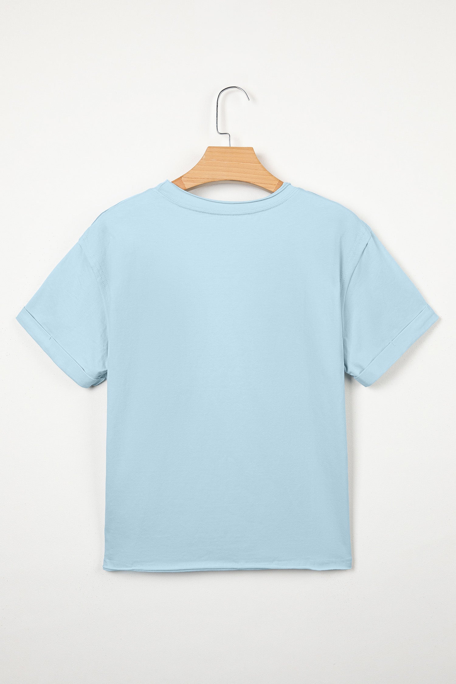 Myosotis Solid Color Round Neck Casual T Shirt
