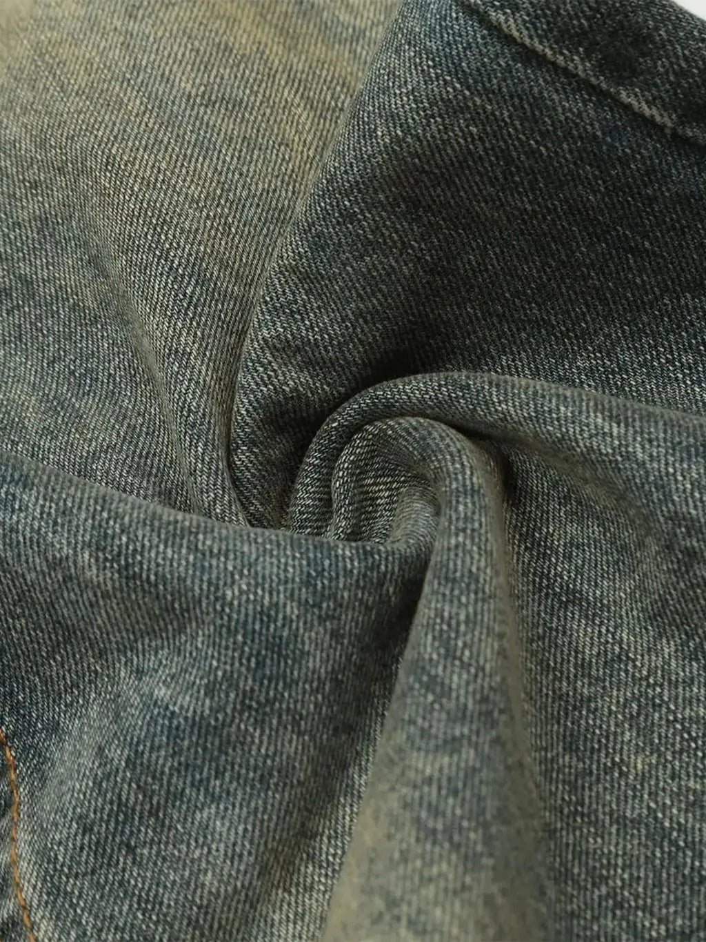 Men's Distressed Washed Straight Jeans
