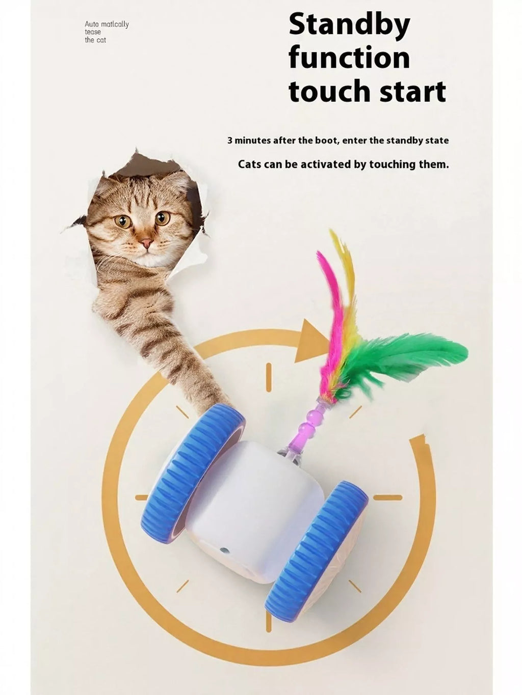 Interactive Self-Rotating Feather Pet Chase Toy