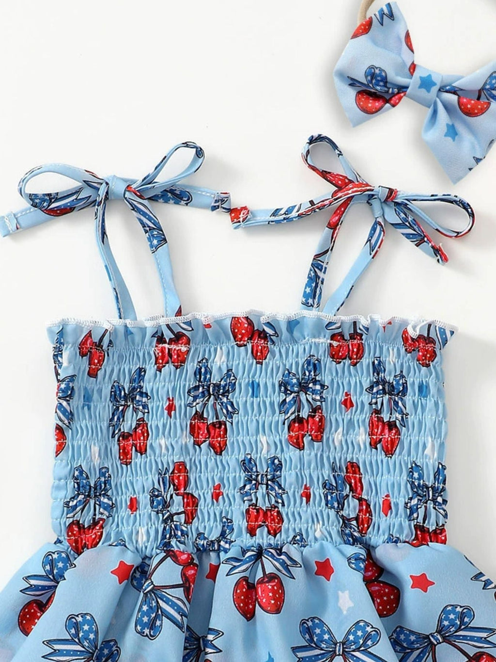 Children's Cherry Print Bodysuit Dress and Headband Set