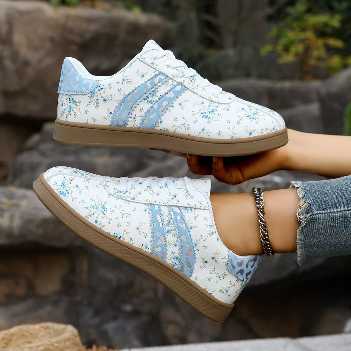 Floral Print Flats Sneakers