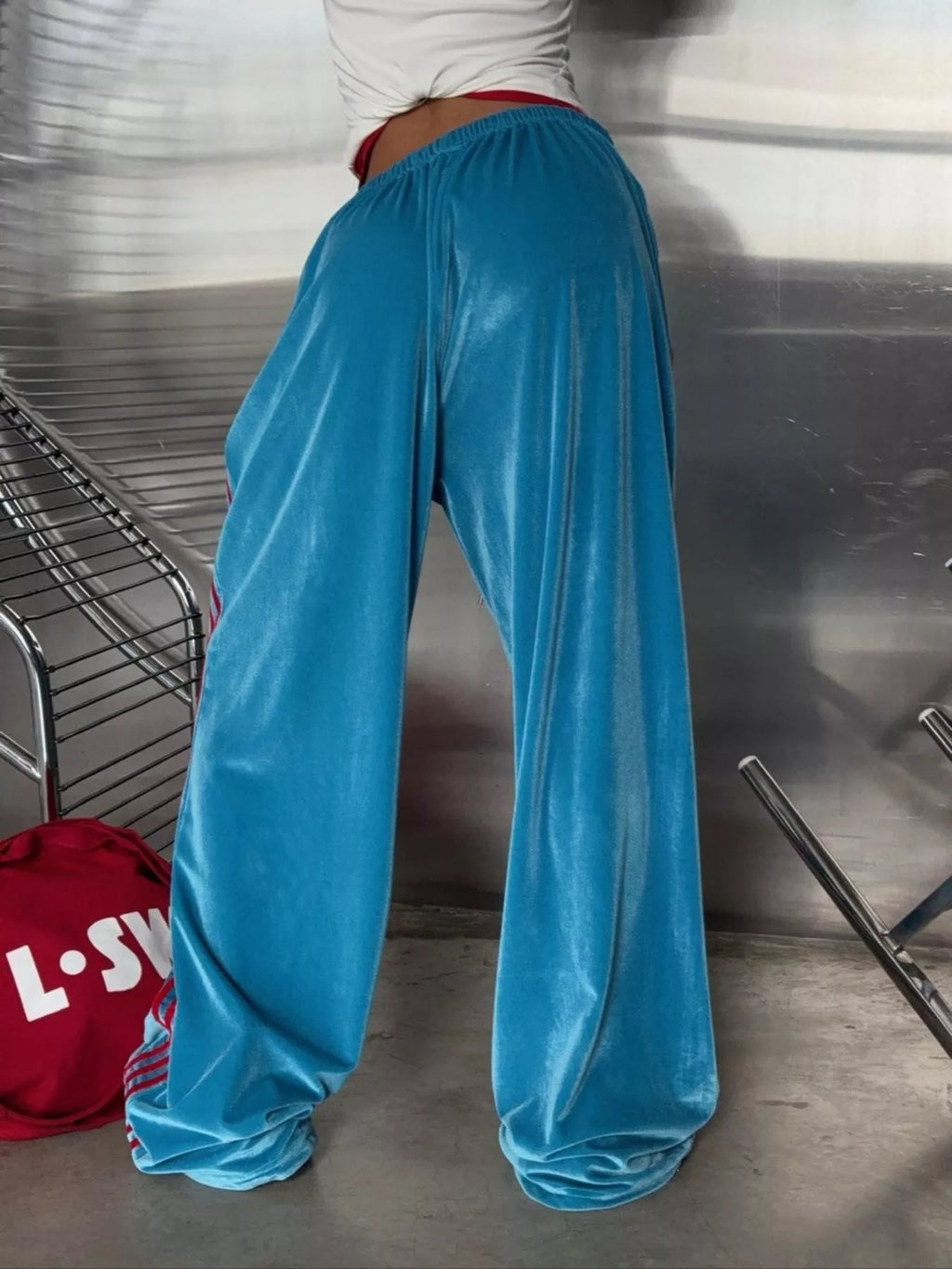 Velvet Wide-Leg Pants