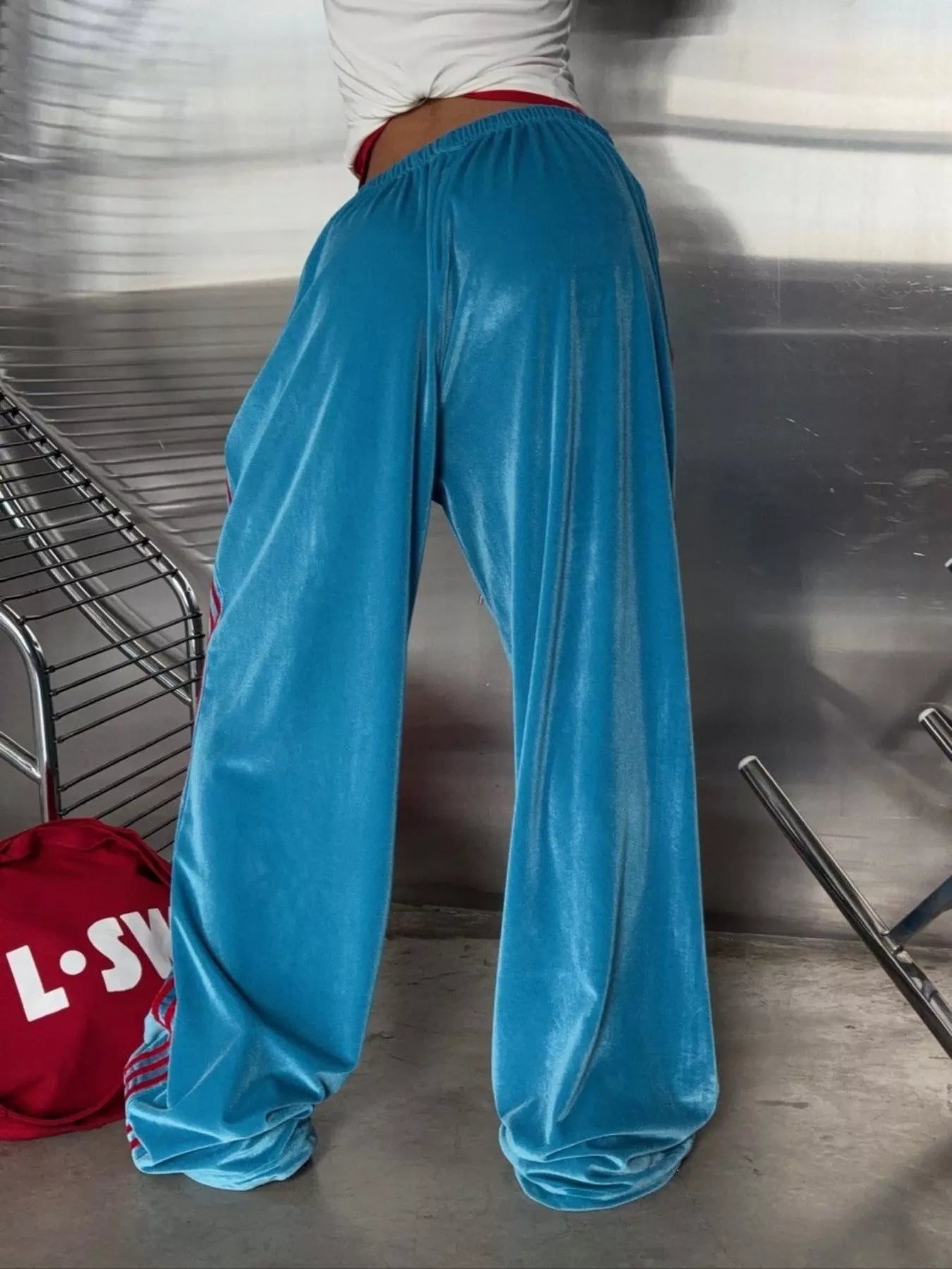 Velvet Wide-Leg Pants