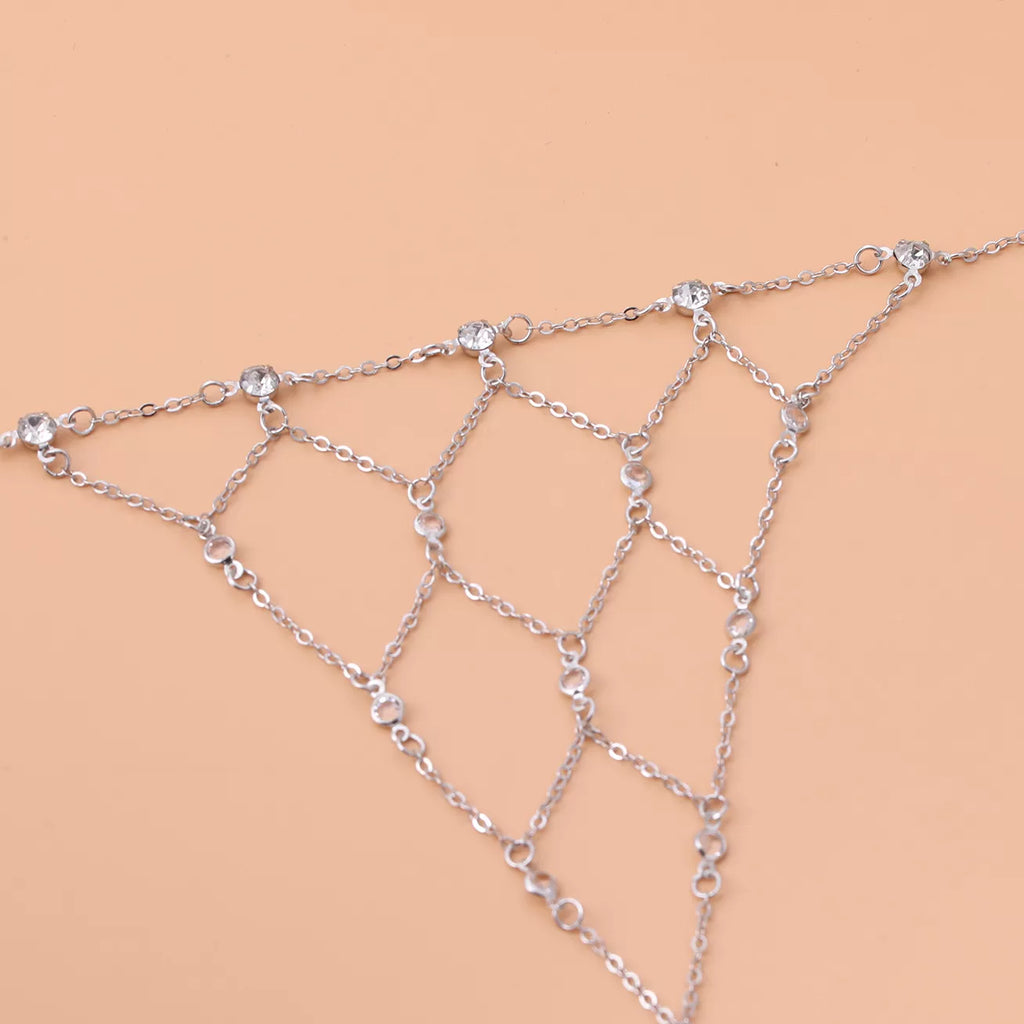 Elegant Gold Chain Hand Bracelet with Rhinestone Accents
