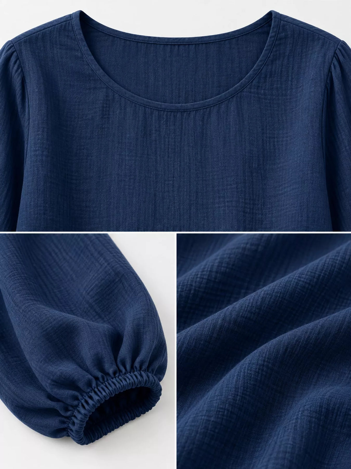 Full Size Elasticated Cuffs Long Sleeve Blouse Plus Size