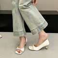 Open Toe Flare Heels Sandals