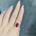 925 Sterling Silver Ring with Oval Diamond Accents