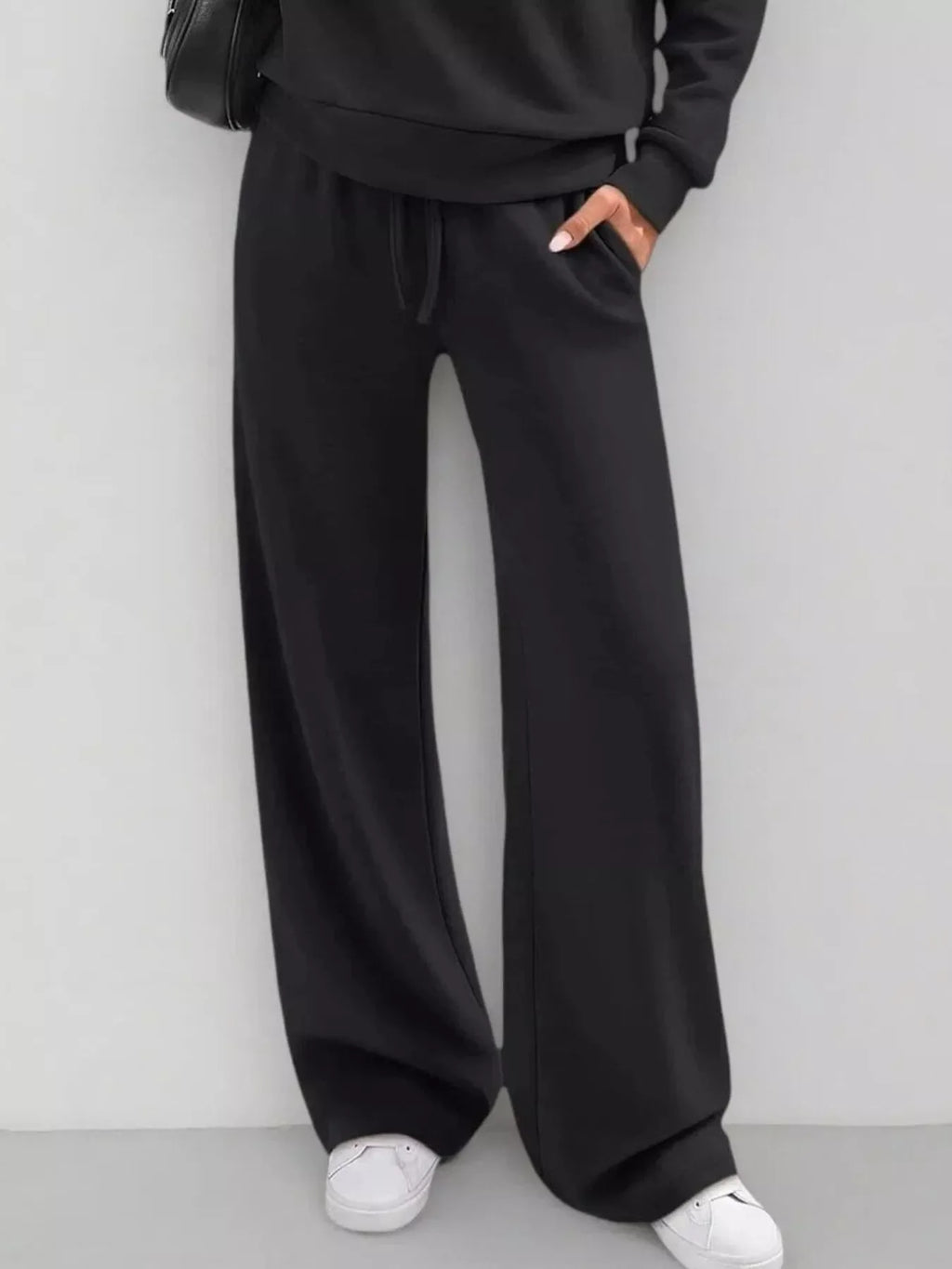Button Detail Dropped Shoulder Top and Pants Set