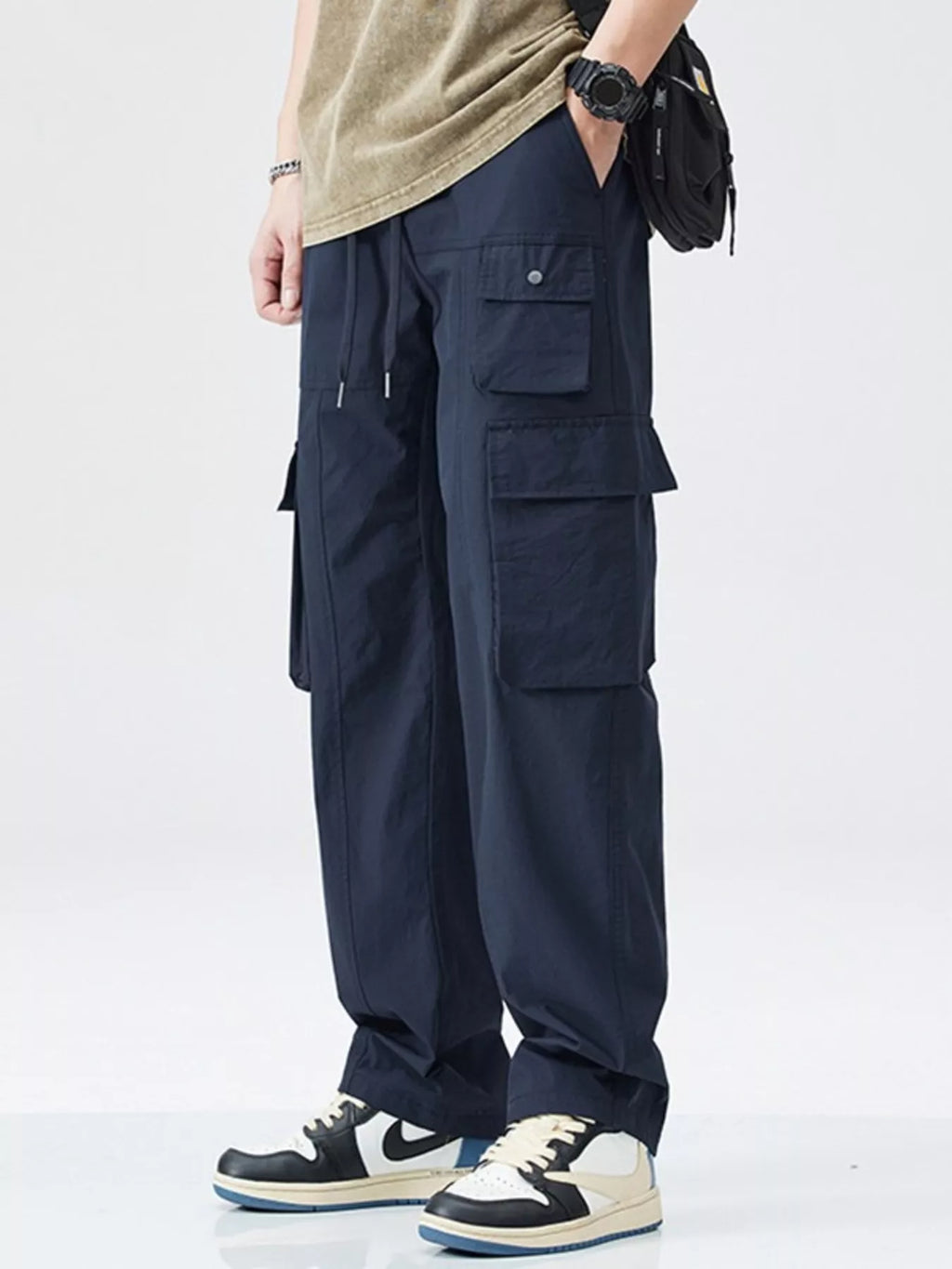 Men's Plus Size Wide Leg Pocketed Pants