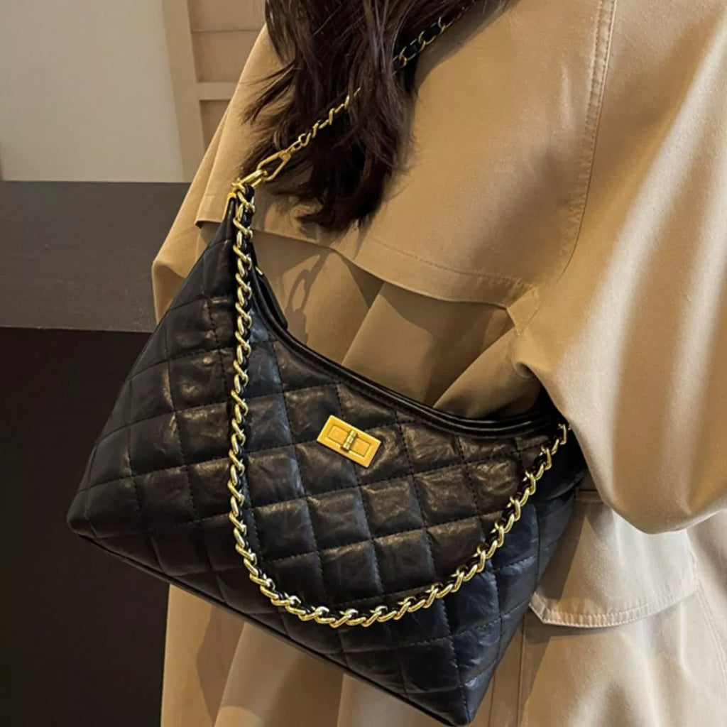 Quilted Leather Chain Crossbody Bag