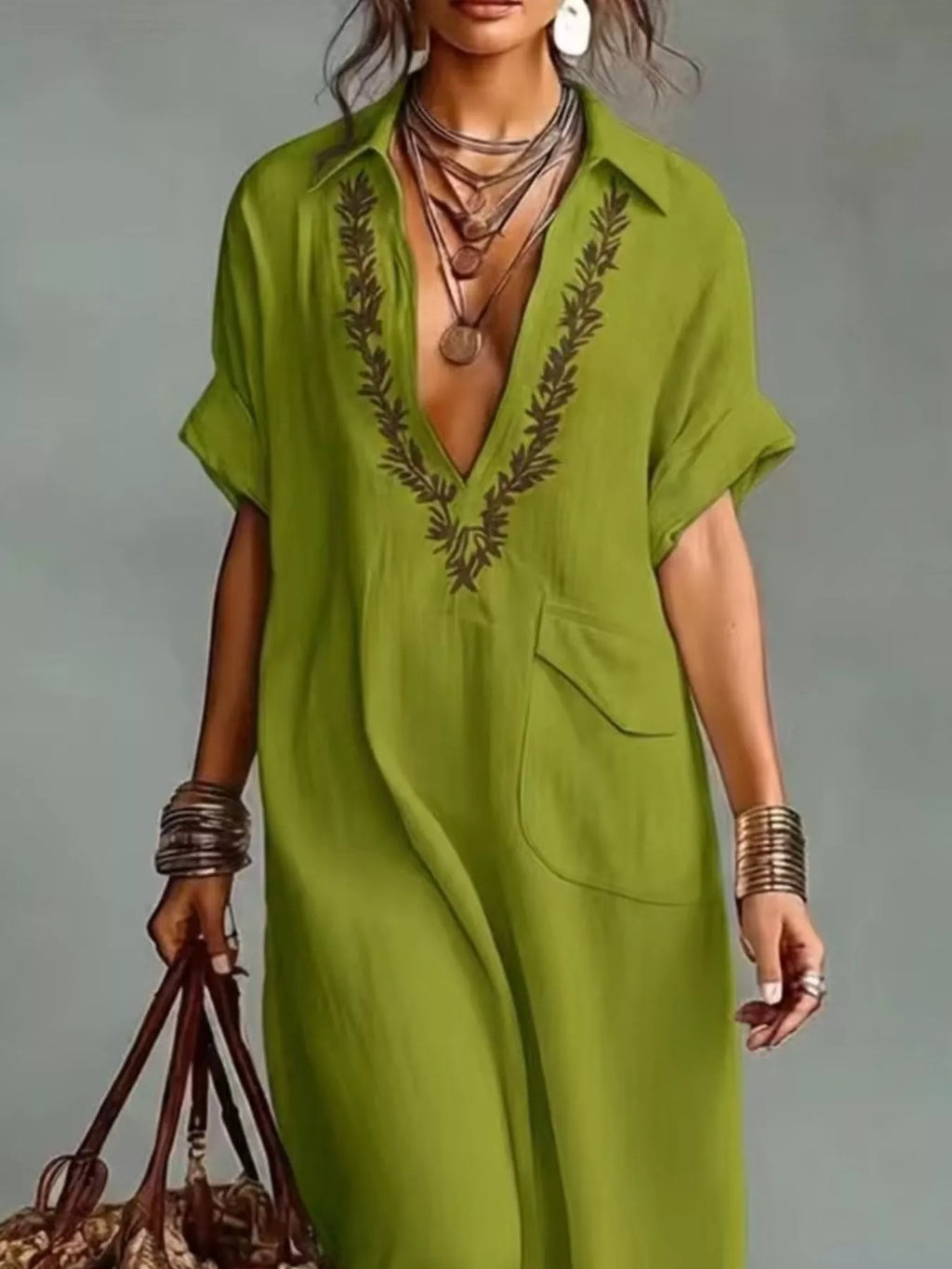 Full Size Bohemian Embroidered Maxi Dress Plus Size