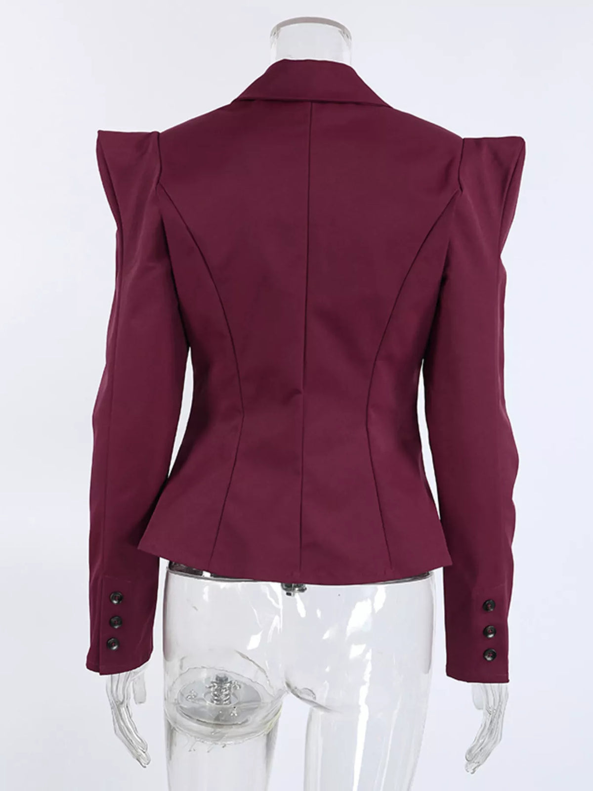 Sharp-Shouldered Tailored Long Sleeve Blazer