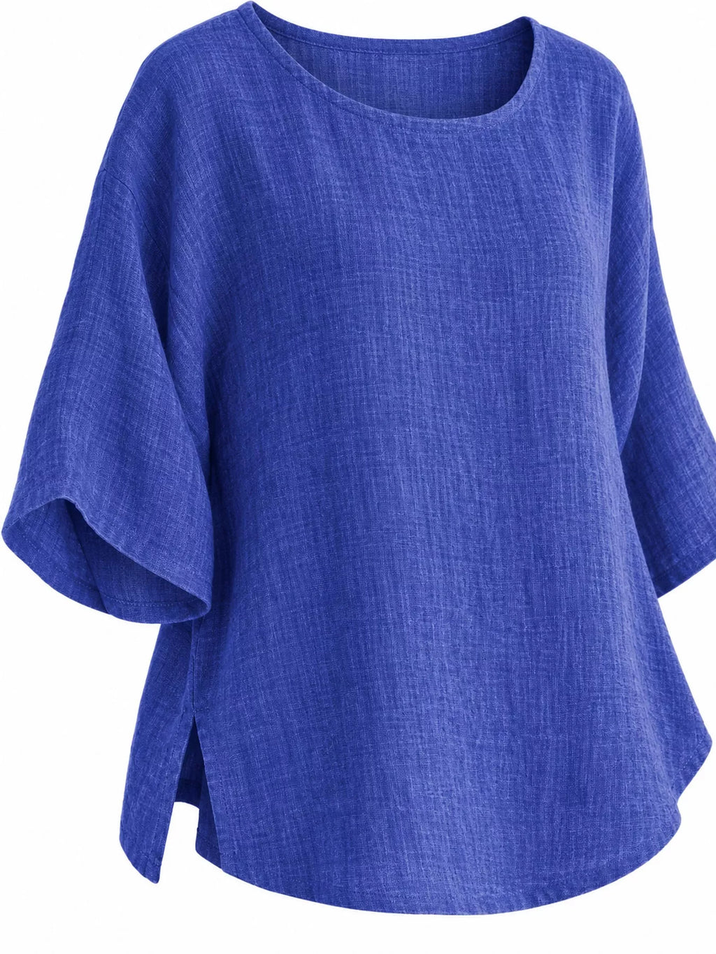 Full Size Loose Fit Linen Blend Blouse Plus Size