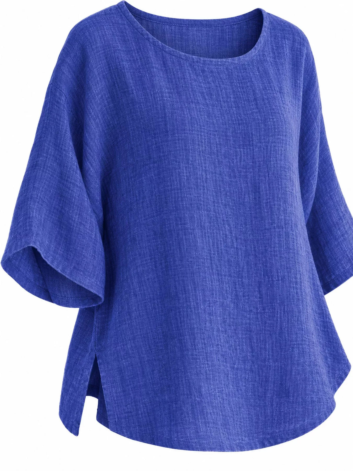 Full Size Loose Fit Linen Blend Blouse Plus Size