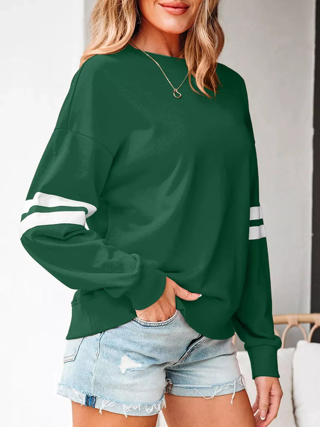 Striped Dropped Shoulder Sweatshirt
