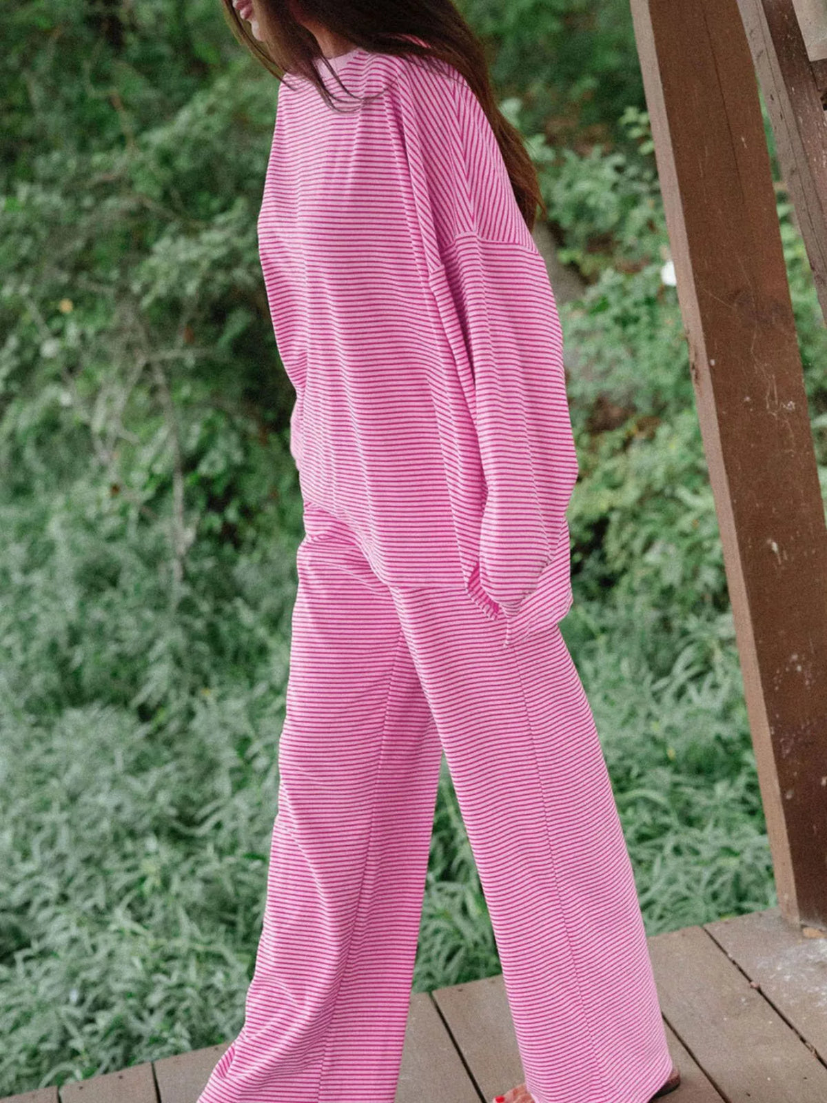 Striped Long Sleeve Top and Pants Set