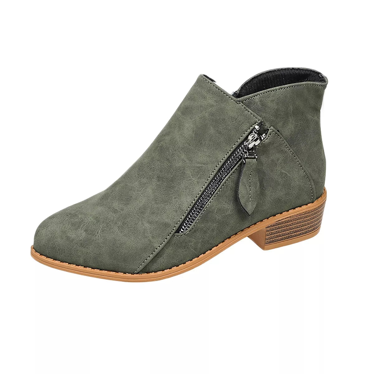 Size Zipper Block Heels Boots
