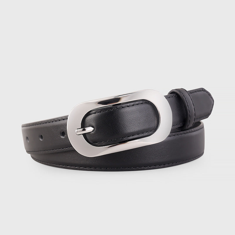 Silver Buckle Leather Belt