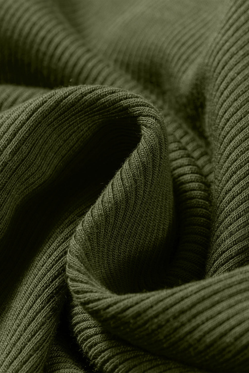 Dark Khaki Slim Ribbed Padded Tank Top