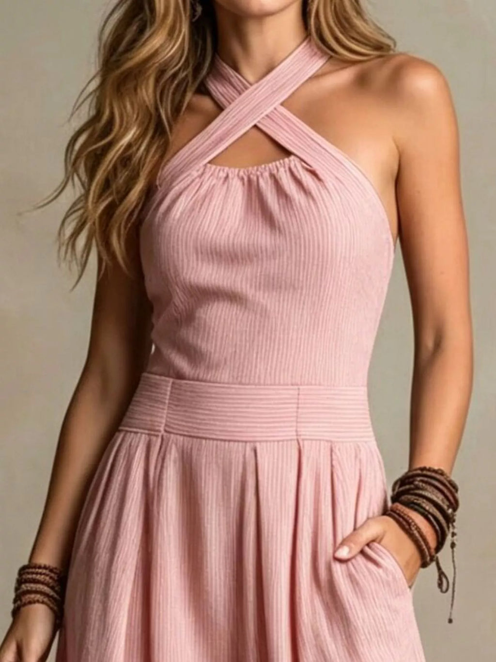 Full Size Halter Neck Wide-Leg Jumpsuit Plus Size