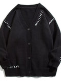 Men's Plus Size Ribbed Trim V-Neck Knit Cardigan
