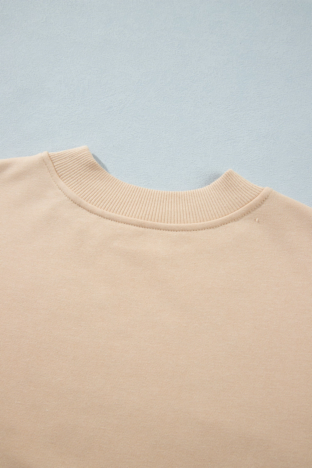 Light French Beige Western Embroidery Round Neck Pullover Long Sleeve Sweatshirt