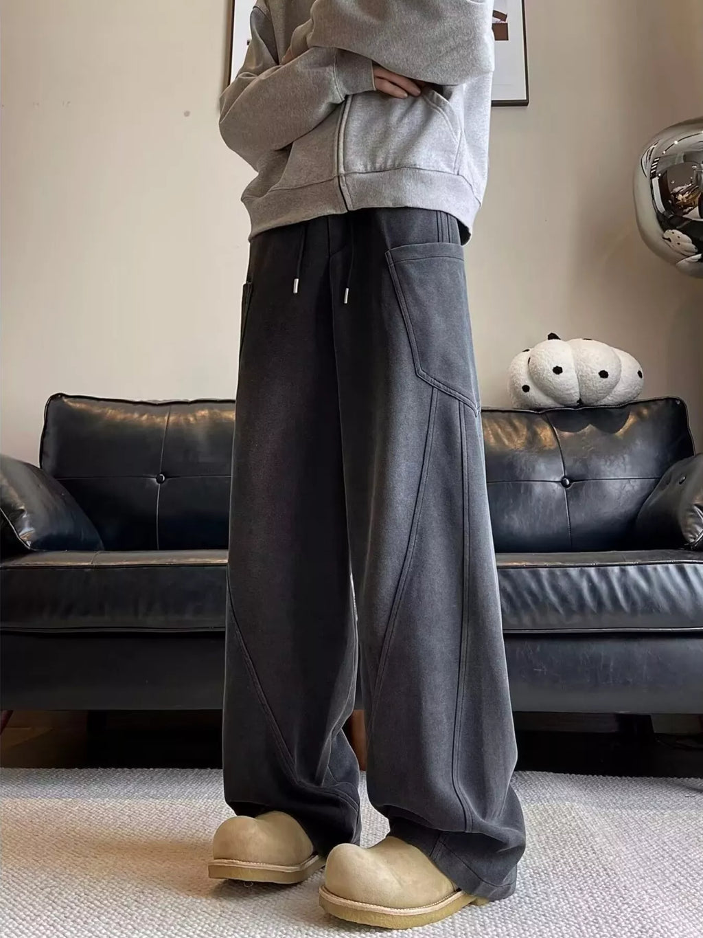 Men's Plus Size Vintage Wash Wide Leg Pants