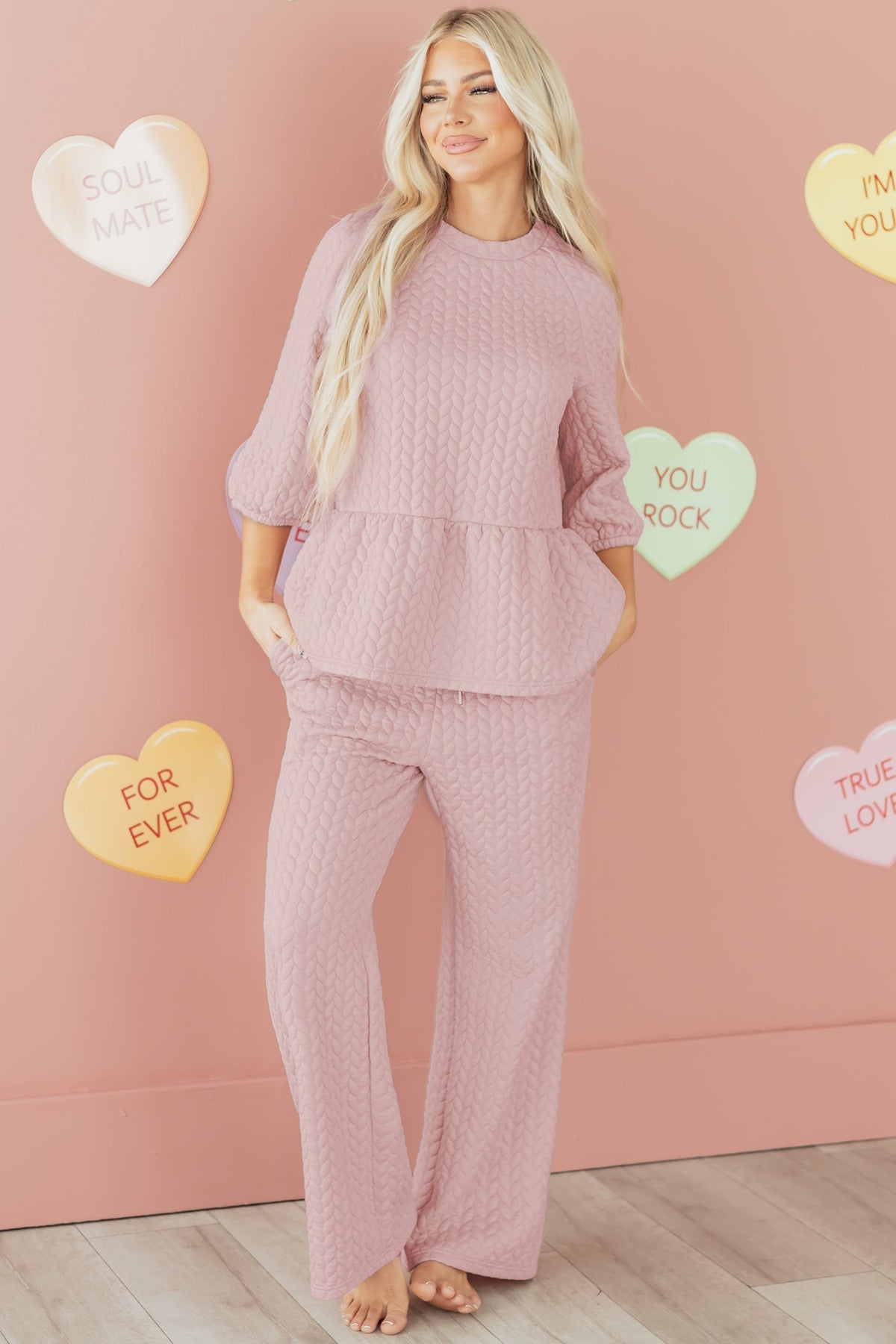 Cable Textured Top and Pants Set
