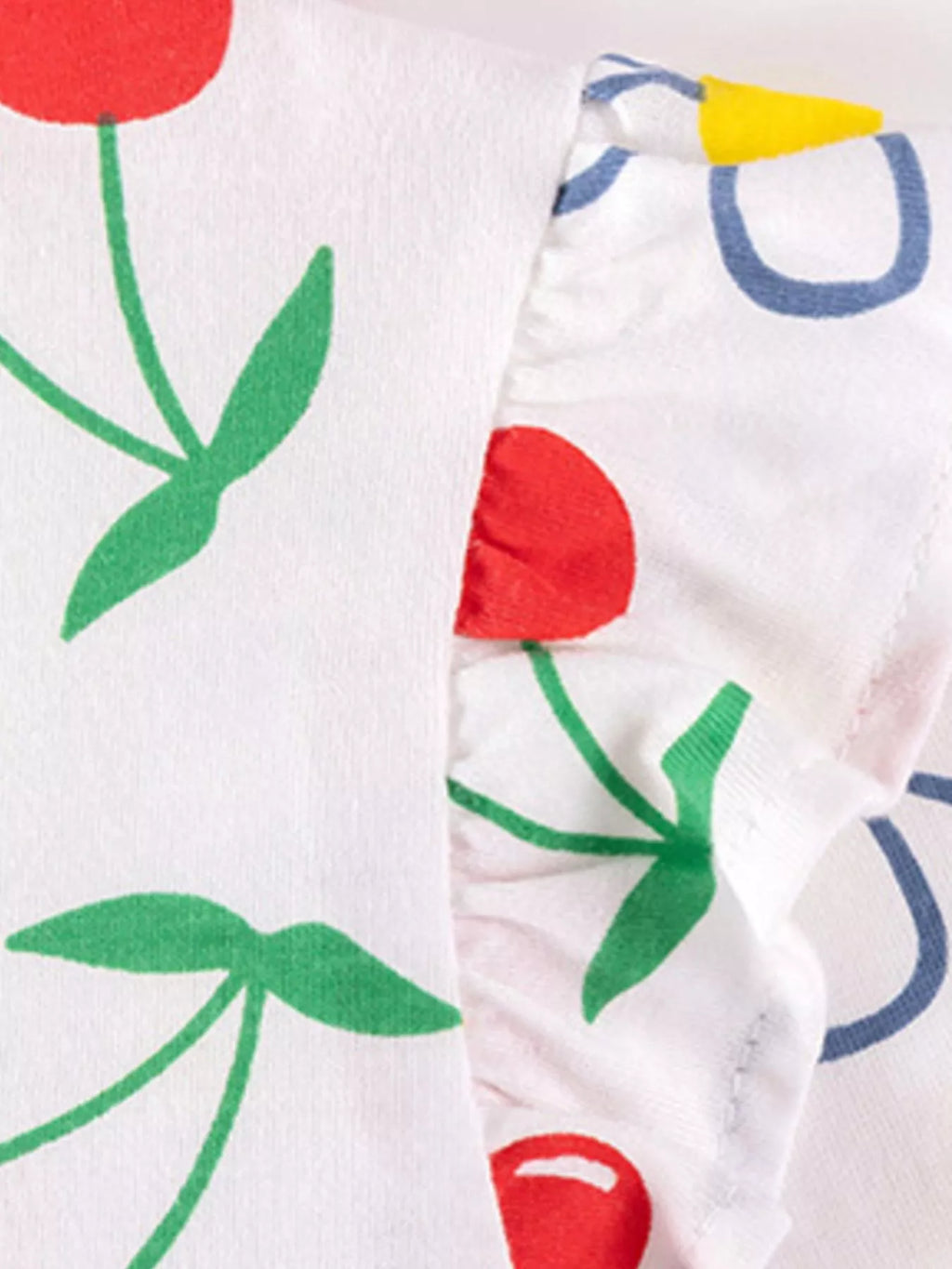 Children's Cherry & Flower Print Ruffled Long Sleeve T-Shirt
