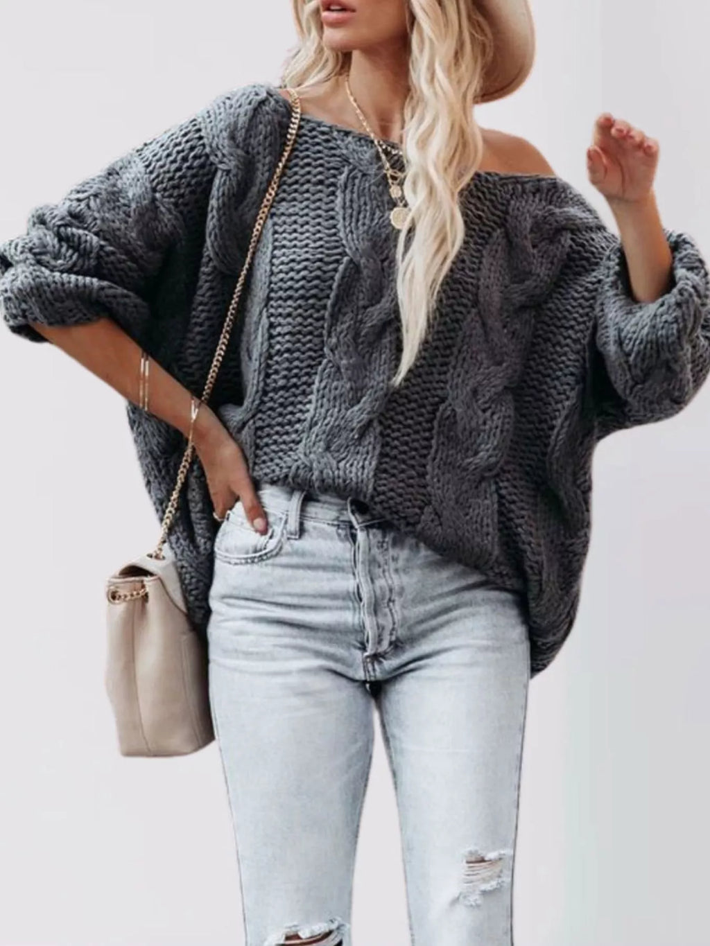 Chunky Cable Knit Long Sleeve Sweater