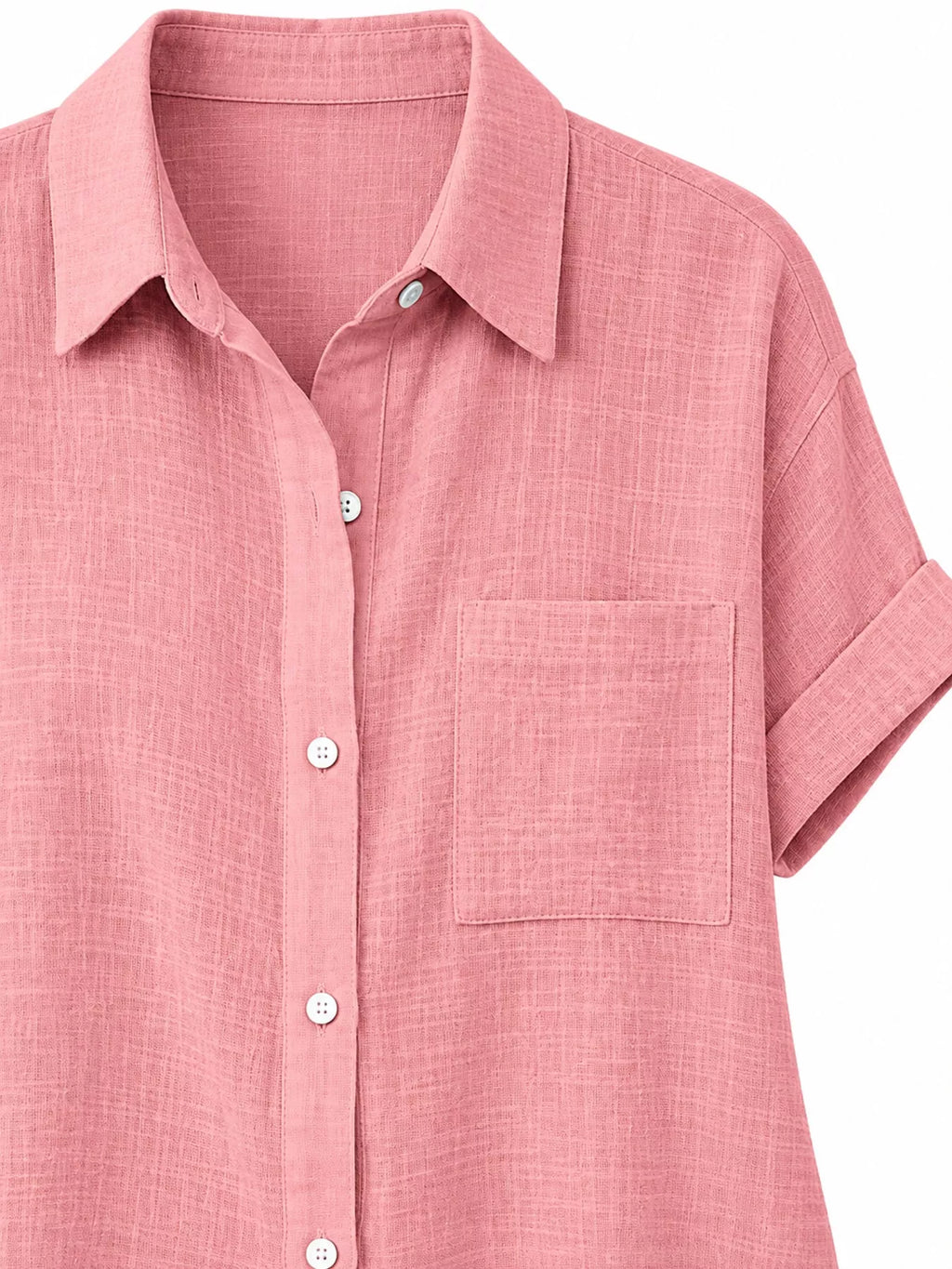 Full Size Button Up Short Sleeve Shirt Plus Size