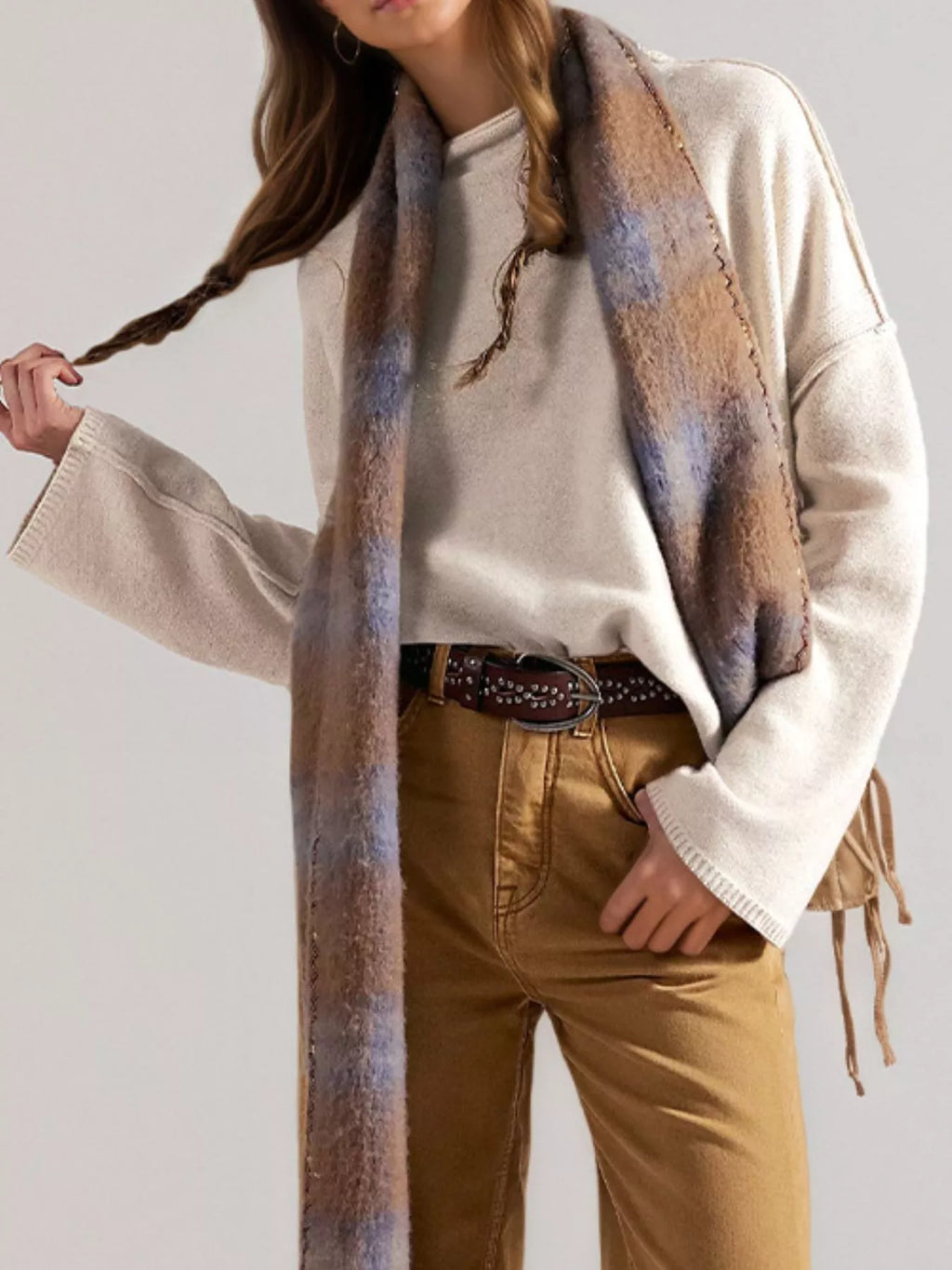Exposed Seam Mock Neck Knit Top