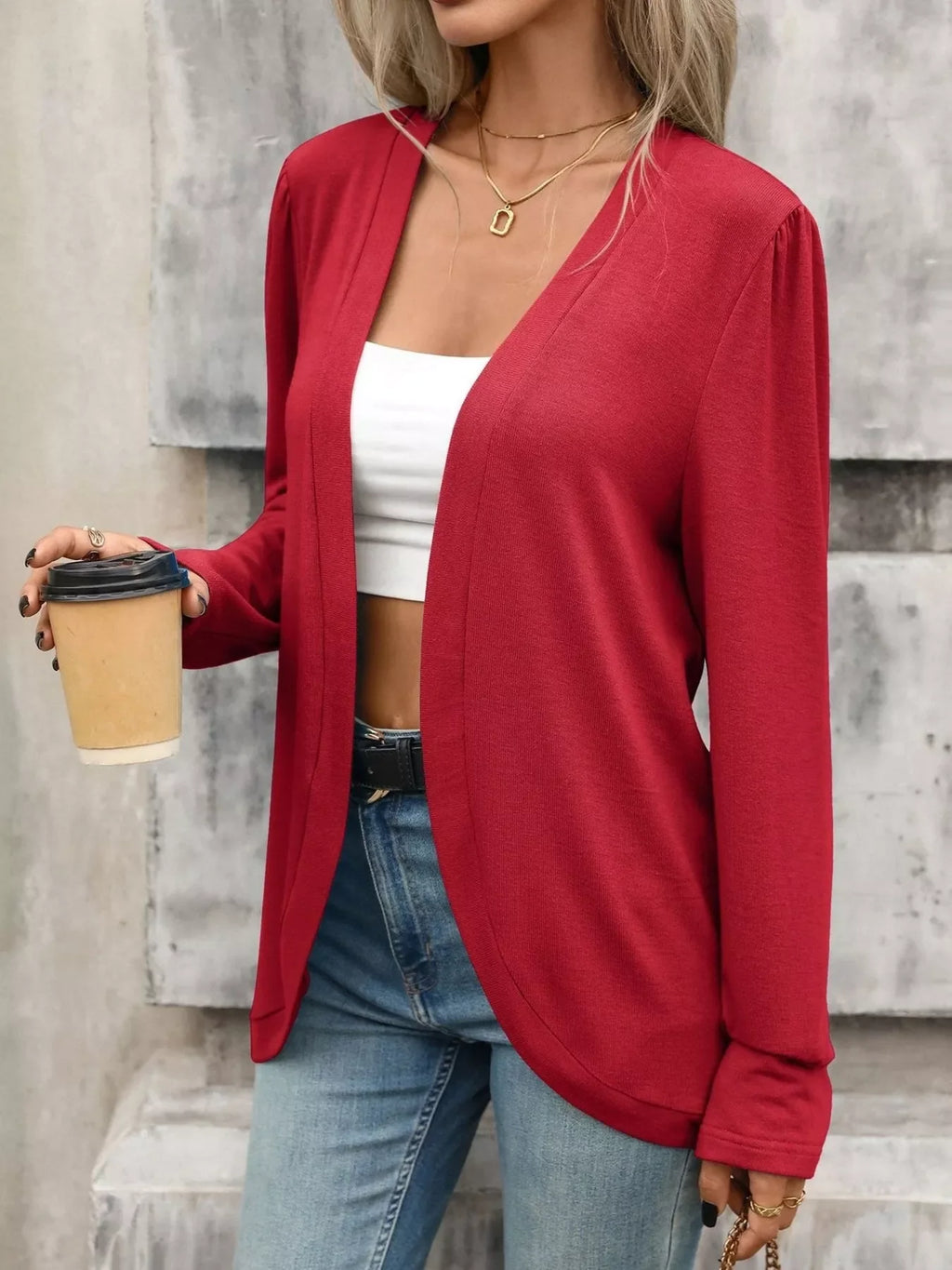 Open Front Long Sleeve Cardigan