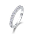 S925 Silver 2.6g Platinum Plated Moissanite Ring, 3.0mm 8pcs D VVS1 Half Eternity Band, GRA Certified US 5-9