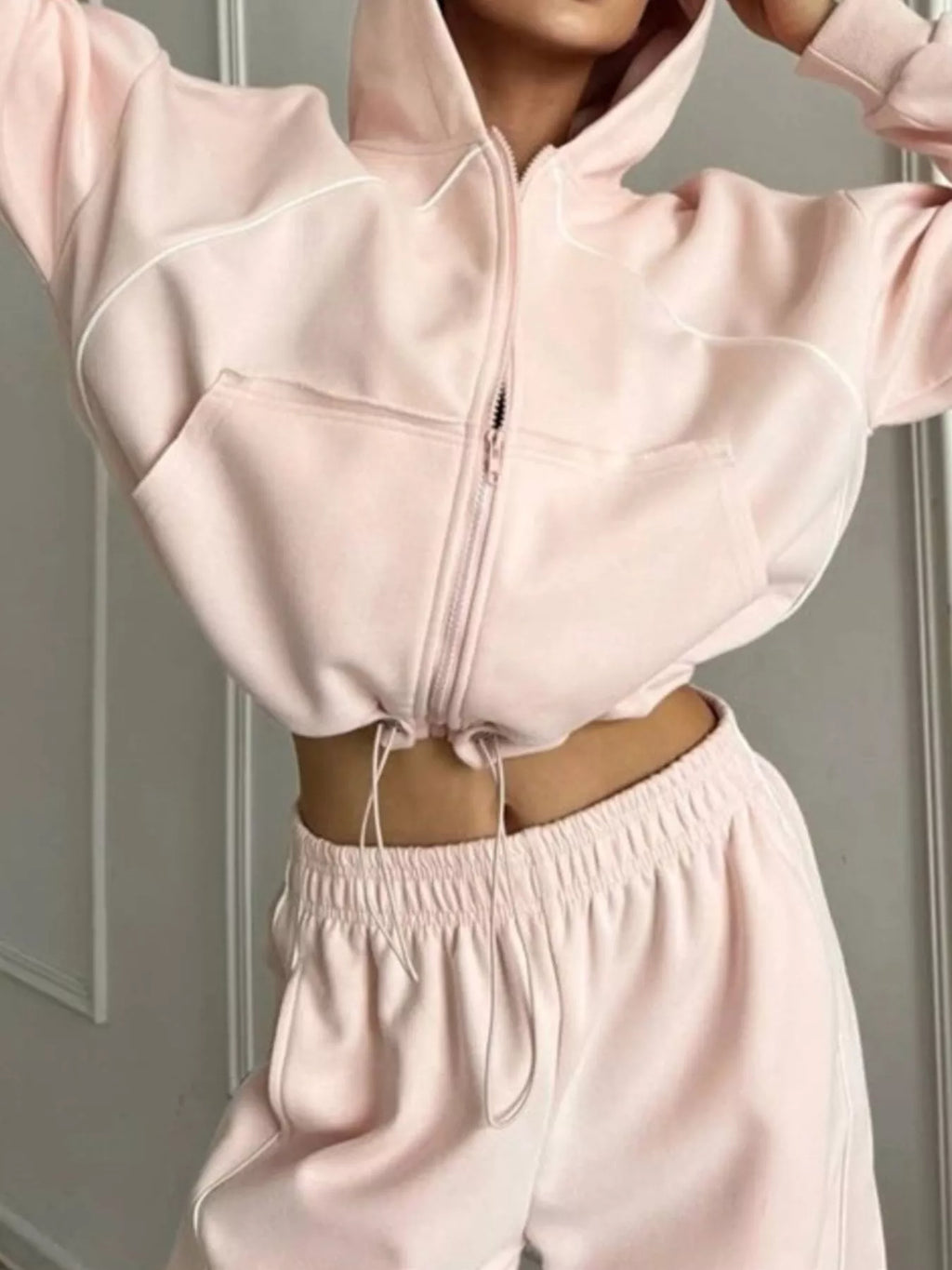 Fleece Zip-Up Hoodie and Joggers Set