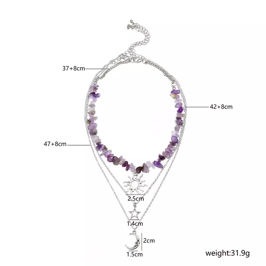 3 Piece Sun Moon Star Pendant Necklace