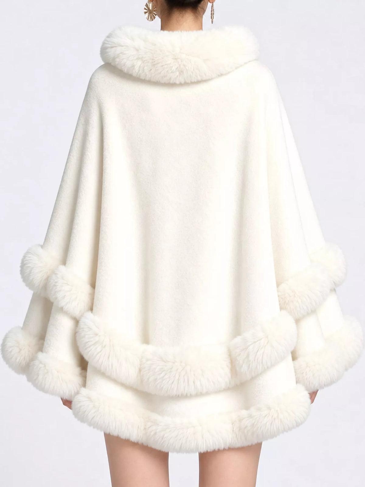 Faux Fur Trimmed Hooded Cape