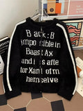 Men's Letter Zip Up Long Sleeve Cardigan