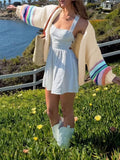 Chunky Knit Rainbow Sleeve Cardigan