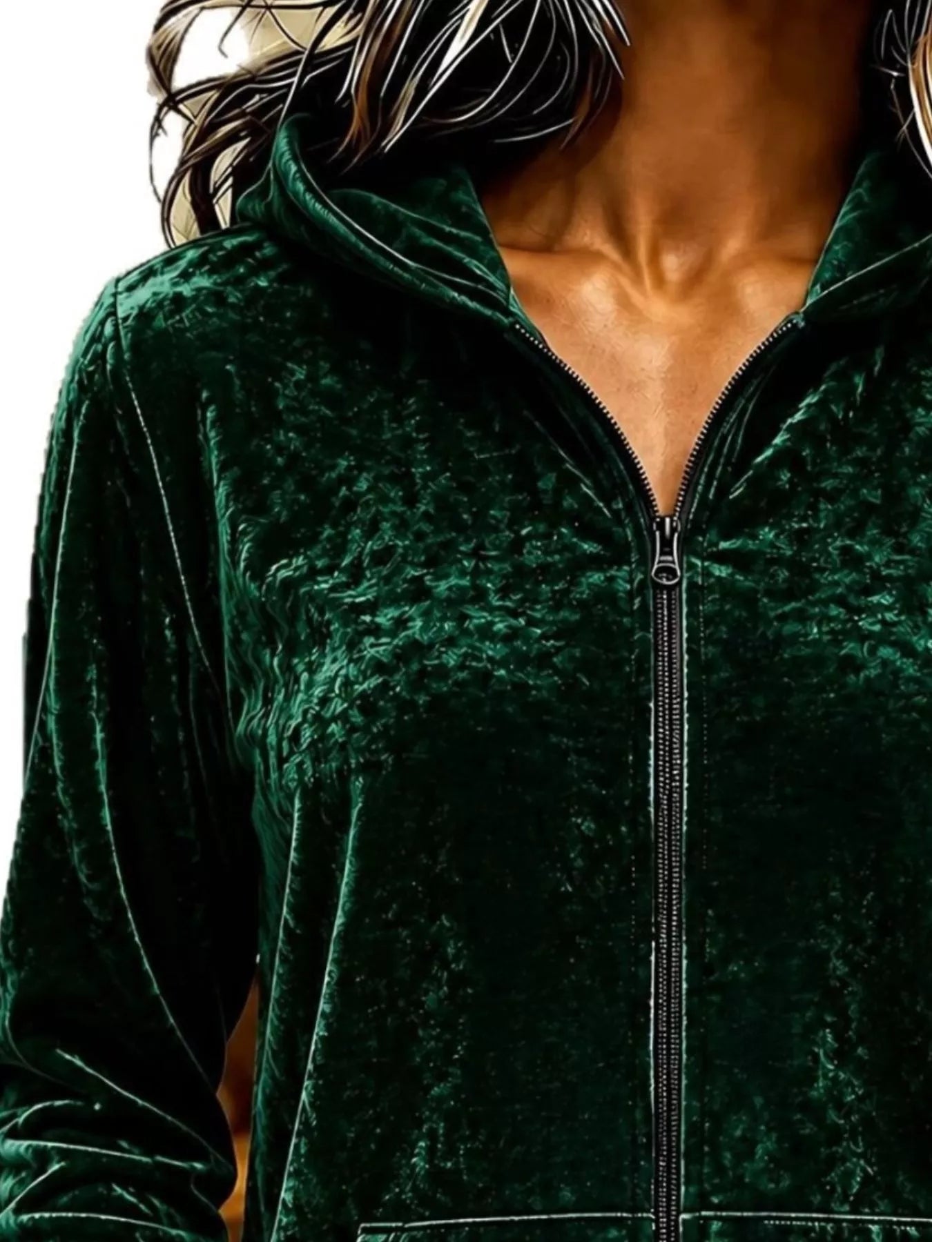 Velvet Zip-Up Hoodie