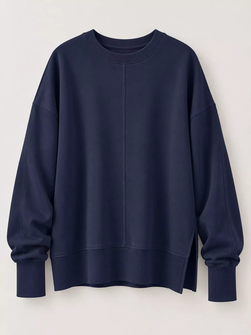 Oversized Crew Neck Sweatshirt with Side Slit
