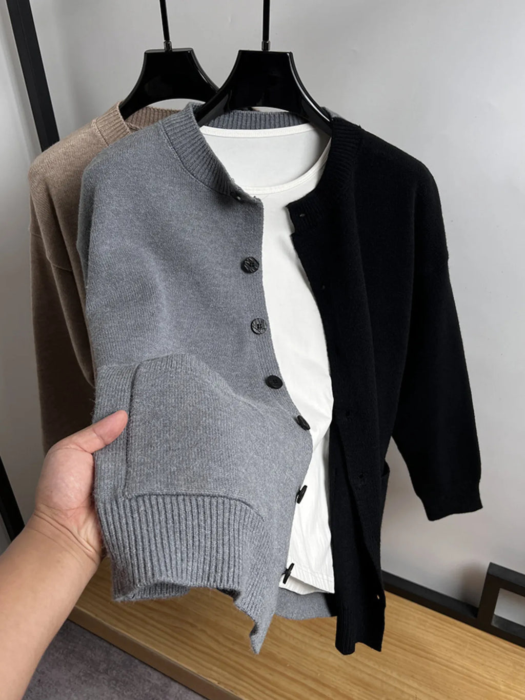 Men's Plus Size Button-Front Ribbed Knit Cardigan