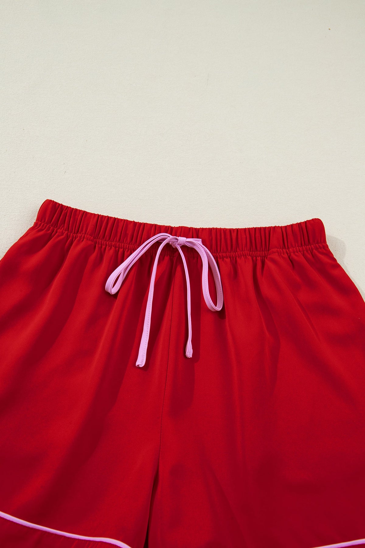 Ribbon Bow Top & Short Silky Pajama Set
