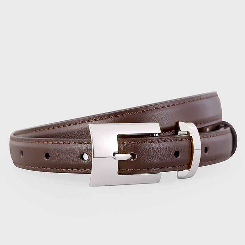 Leather Belt with Silver Buckle