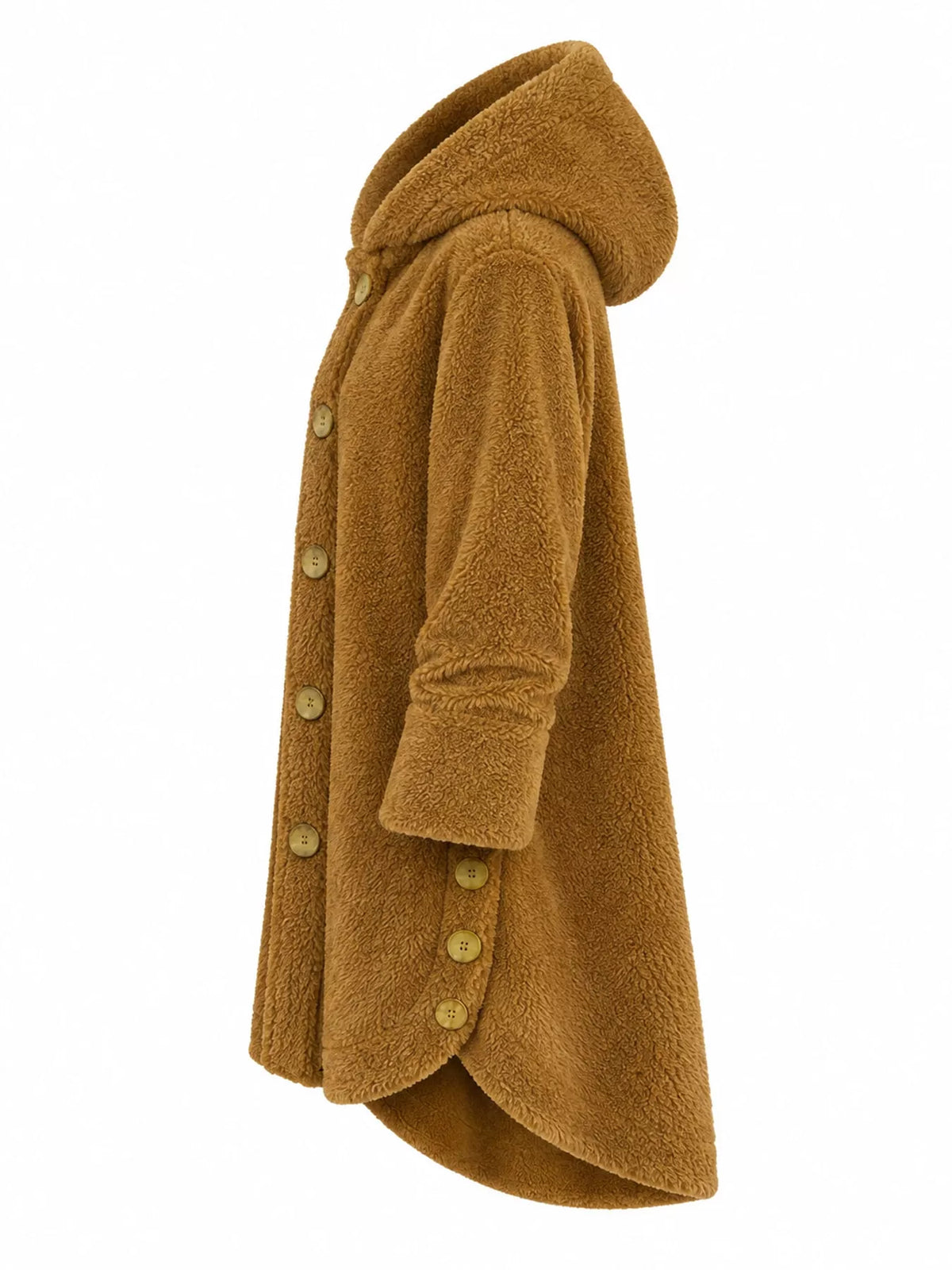Full Size Fleece Button Up Hooded Outerwear Plus Size