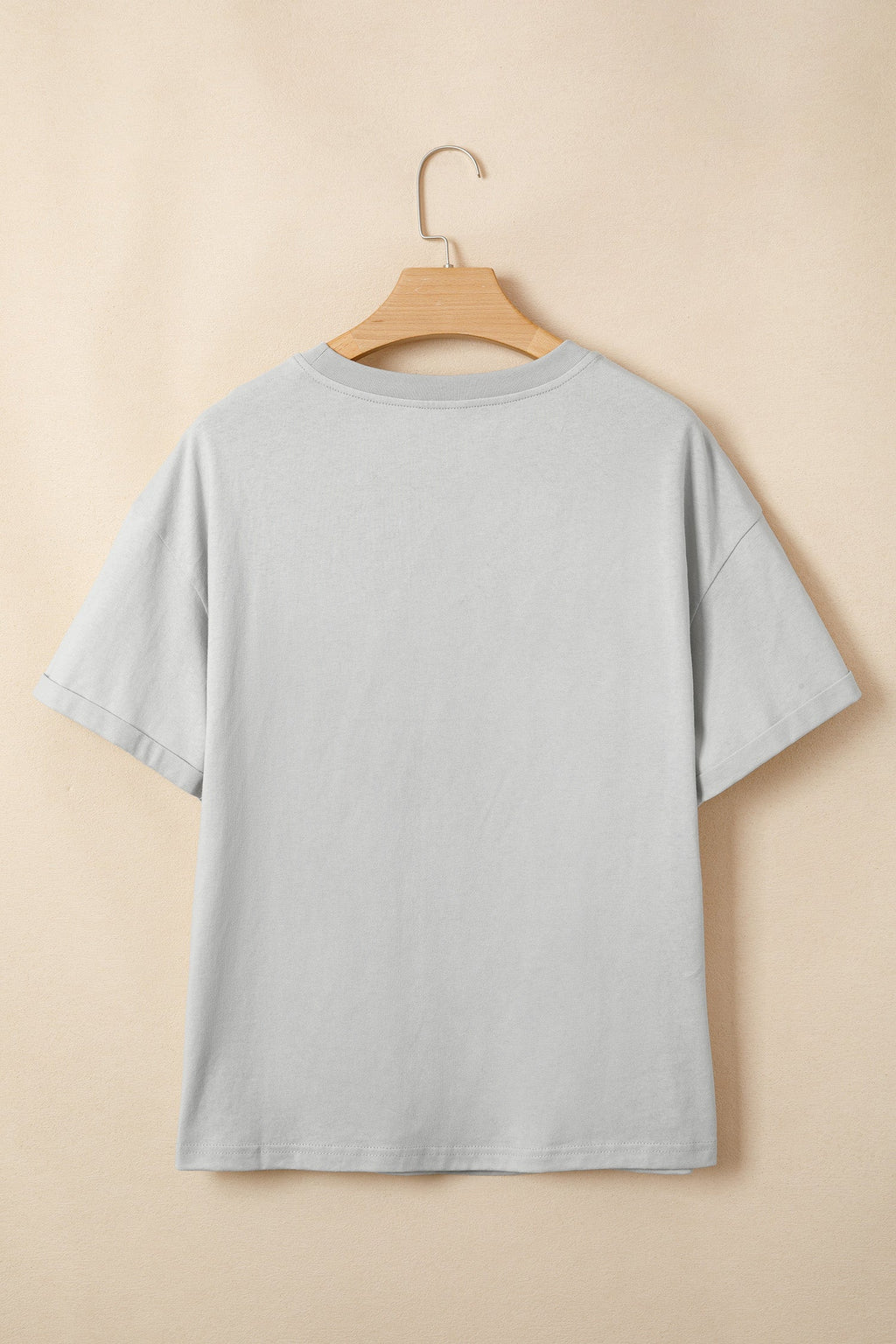 Light Grey Floral Crochet Ribbon Bow Patched Cotton T Shirt