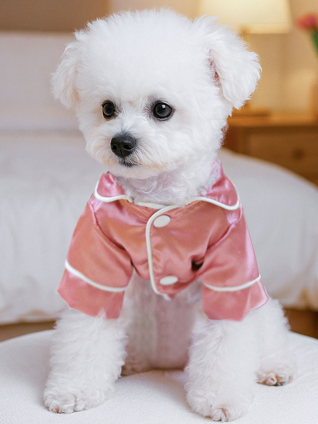Satin Pet Pajamas with Contrast Piping
