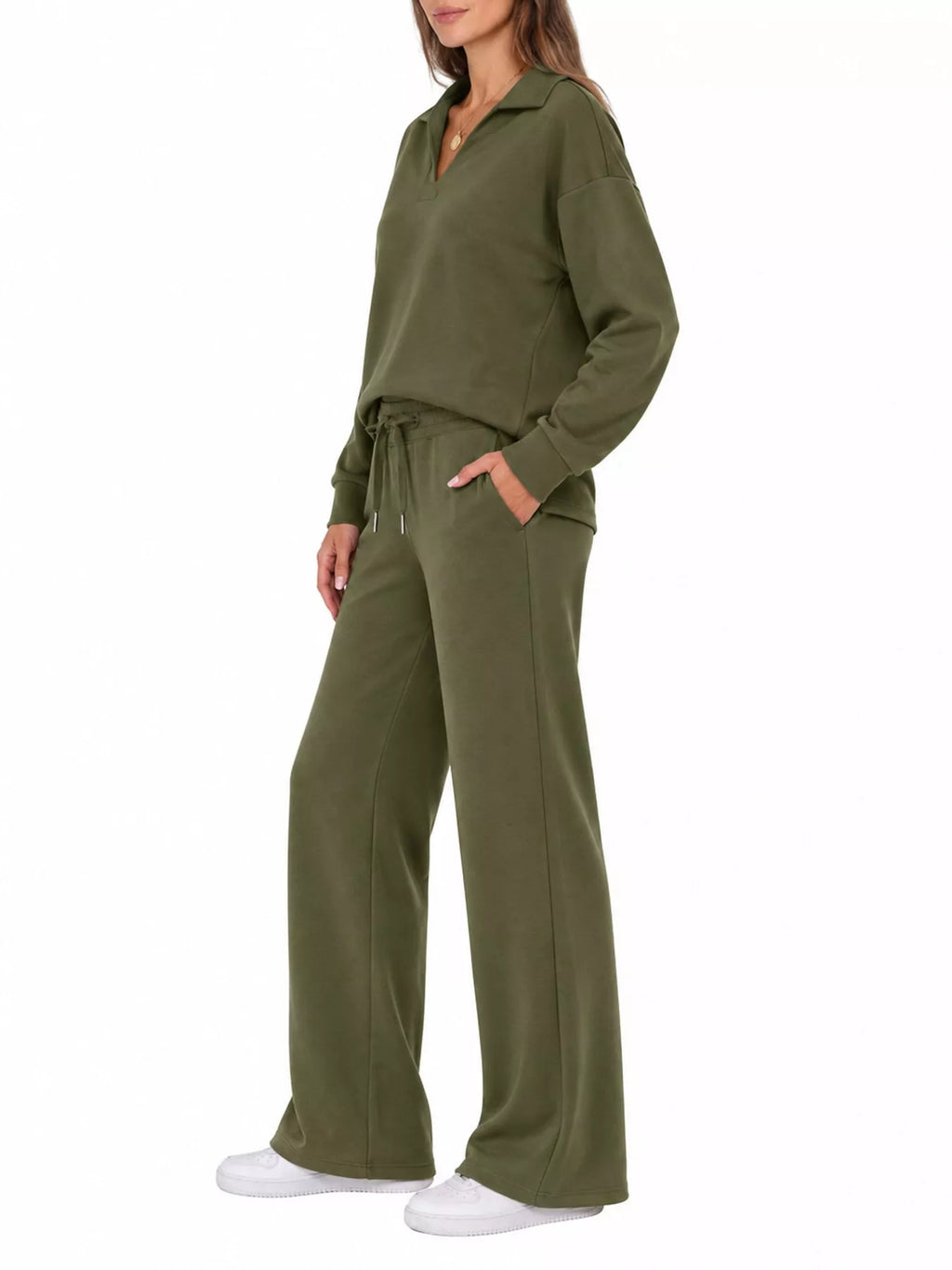 Dropped Shoulder Top and Pants Set