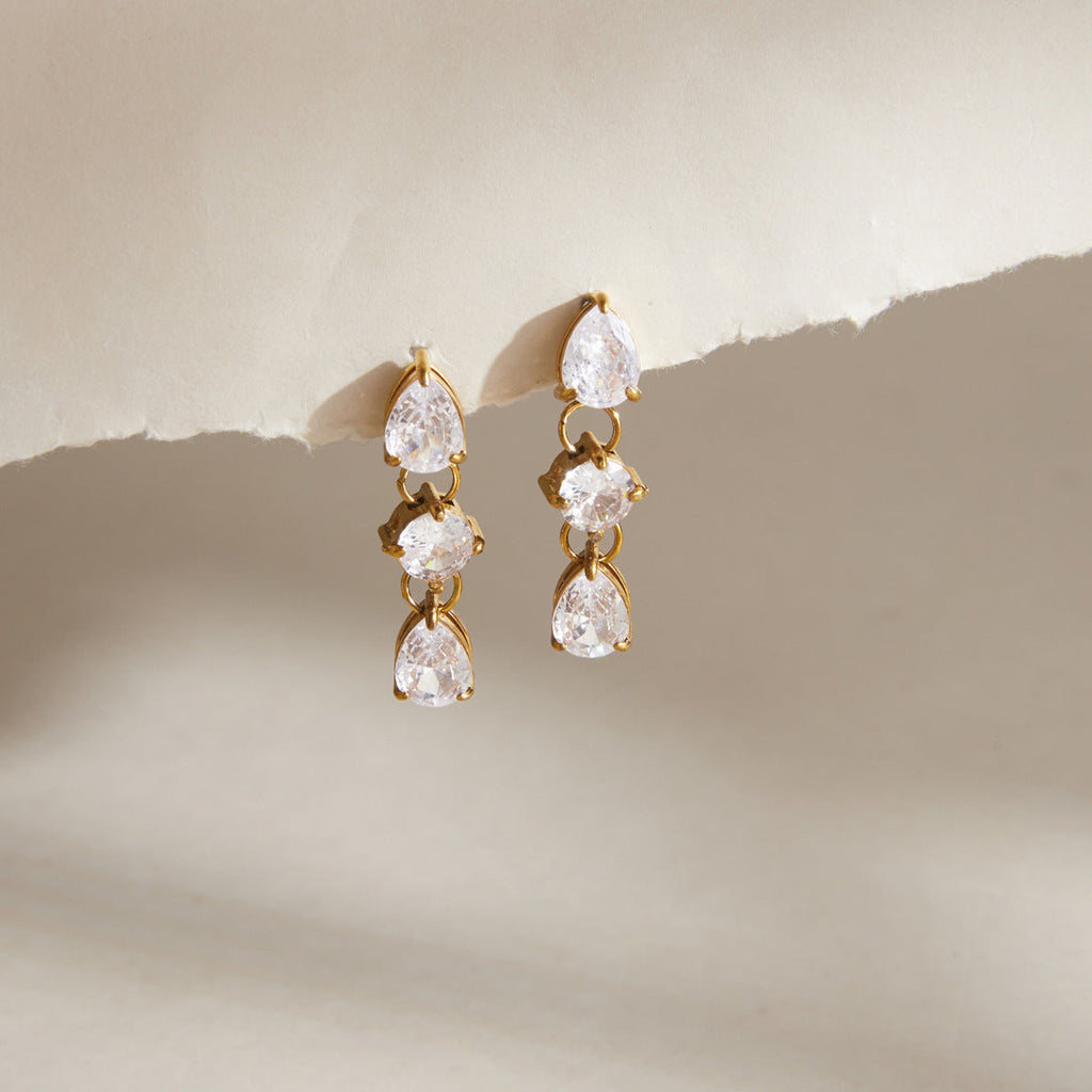 Geometric Zircon Tassel Earrings Collection